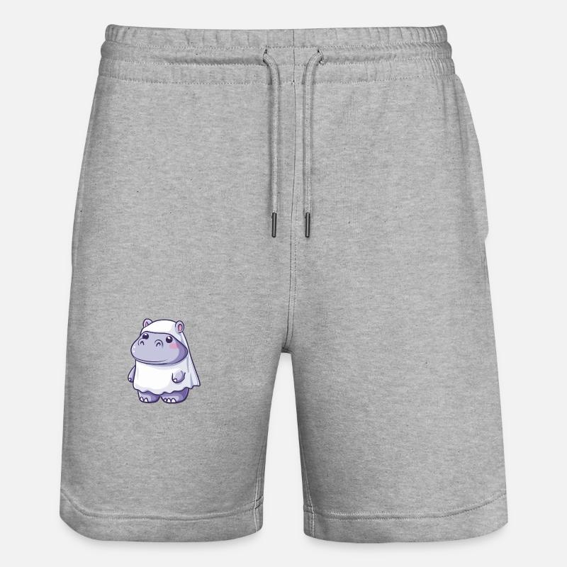 Nilpferd Halloween Lustig Geist - Stanley/Stella Unisex Bio Joggingshorts Trainer - Grau meliert