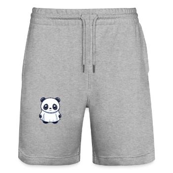 Panda Halloween Funny Ghost - Stanley/Stella Trainer Unisex Organic Jogging Shorts - heather grey - Front - Nik (191cm) & Marisol (170cm)