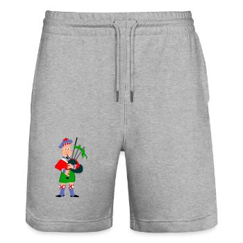 Scotsmen with bagpipes Scotland - Stanley/Stella Trainer Unisex Organic Jogging Shorts - heather grey - Front - Nik (191cm) & Marisol (170cm)