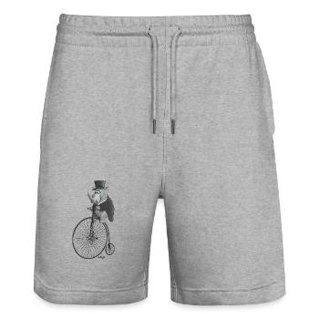 Lustiger Fahrradfahrer - Stanley/Stella Unisex Bio Joggingshorts Trainer  - Grau meliert - Vorne - Nik (191cm) & Marisol (170cm)