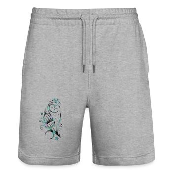 Hibou Neige Watercolor - Short de jogging bio TRAINER Stanley/Stella unisexe - gris chiné - Devant - Nik (191cm) & Marisol (170cm)
