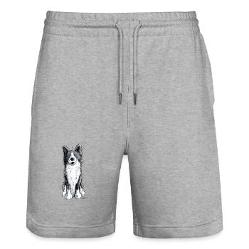 Fröhlicher Border Collie - Stanley/Stella Unisex Bio Joggingshorts Trainer  - Grau meliert - Vorne - Nik (191cm) & Marisol (170cm)