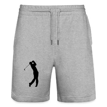 Ombre de golfeur - Short de jogging bio TRAINER Stanley/Stella unisexe - gris chiné - Devant - Nik (191cm) & Marisol (170cm)