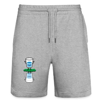 The glass is half full, half empty funny optimist - Stanley/Stella Trainer Unisex Organic Jogging Shorts - heather grey - Front - Nik (191cm) & Marisol (170cm)