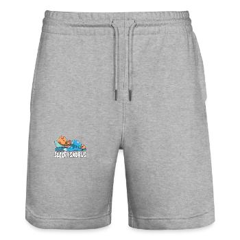 Sleepysaurus für alle Dino Fans Dinosaurier - Stanley/Stella Unisex Bio Joggingshorts Trainer  - Grau meliert - Vorne - Nik (191cm) & Marisol (170cm)