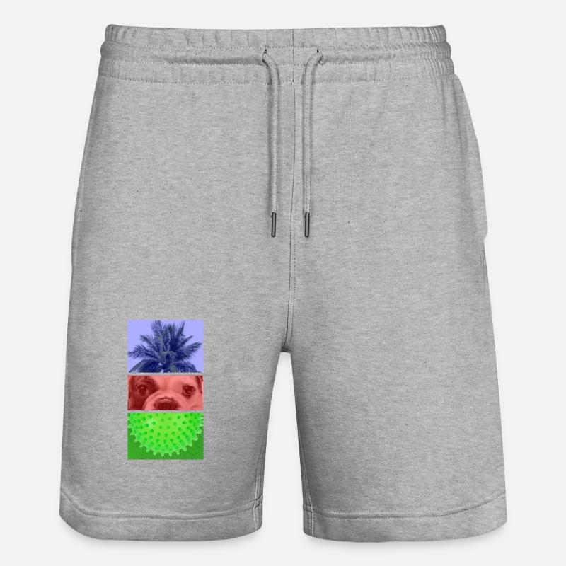 Triptyque Palmier – Chien – Pointes - Short de jogging bio TRAINER Stanley/Stella unisexe - gris chiné