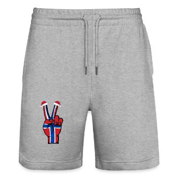 Norwegen Flagge Weihnachten Peace Symbol - Stanley/Stella Unisex Bio Joggingshorts Trainer  - Grau meliert - Vorne - Nik (191cm) & Marisol (170cm)