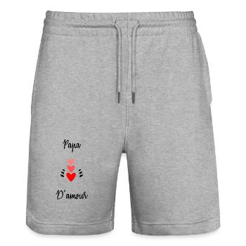 HAPPY FATHER'S DAY. DAD. FATHER'S DAY. FATHER - Stanley/Stella Trainer Unisex Organic Jogging Shorts - heather grey - Front - Nik (191cm) & Marisol (170cm)