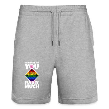Thank you furry much - Stanley/Stella Trainer Unisex Organic Jogging Shorts - heather grey - Front - Nik (191cm) & Marisol (170cm)