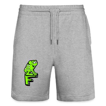 Letter F Frog Toad Name ABC Learning School - Stanley/Stella Trainer Unisex Organic Jogging Shorts - heather grey - Front - Nik (191cm) & Marisol (170cm)