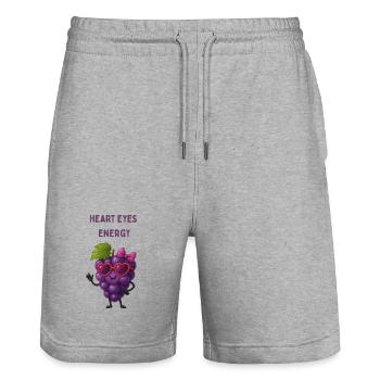 Grape Heart Eyes Energy Cute Cartoon - Stanley/Stella Trainer Unisex Organic Jogging Shorts - heather grey - Front - Nik (191cm) & Marisol (170cm)