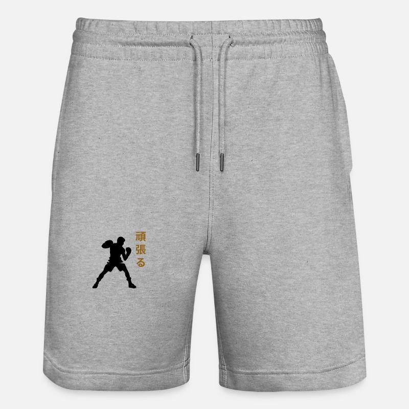 Boxe Caractères japonais  - Short de jogging bio TRAINER Stanley/Stella unisexe - gris chiné