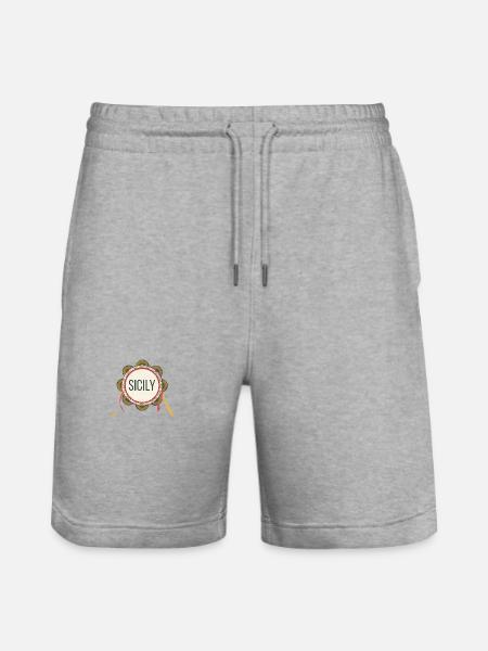 Sicily Sicilian Tambourine Sicily - Stanley/Stella Trainer Unisex Organic Jogging Shorts - heather grey