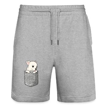 Chihuahua Chihuahueño Pocket - Stanley/Stella Unisex Bio Joggingshorts Trainer  - Grau meliert - Vorne - Nik (191cm) & Marisol (170cm)