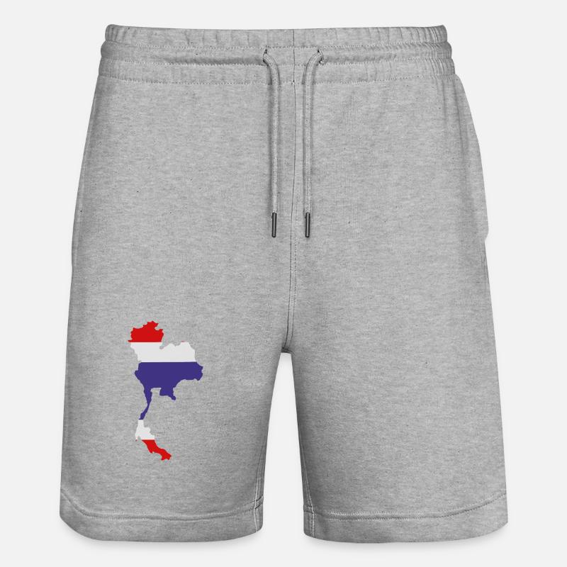Carte de la Thaïlande avec drapeau - Short de jogging bio TRAINER Stanley/Stella unisexe - gris chiné