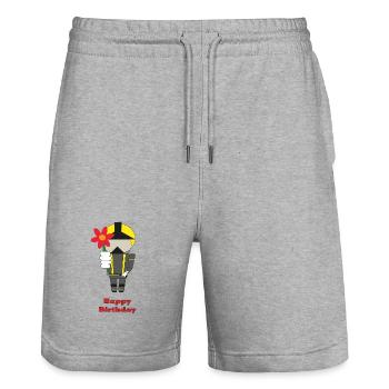 Happy Birthday - with flowers - Fire Brigade - Stanley/Stella Trainer Unisex Organic Jogging Shorts - heather grey - Front - Nik (191cm) & Marisol (170cm)