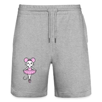 Souris ballerine - Short de jogging bio TRAINER Stanley/Stella unisexe - gris chiné - Devant - Nik (191cm) & Marisol (170cm)