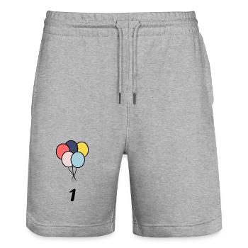 1. 1 Jahr. 1. JUBILÄUM. 1-JÄHRIGES JUBILÄUM - Stanley/Stella Unisex Bio Joggingshorts Trainer  - Grau meliert - Vorne - Nik (191cm) & Marisol (170cm)