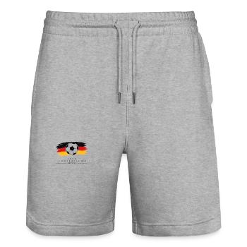 German Flag Football Art - Stanley/Stella Trainer Unisex Organic Jogging Shorts - heather grey - Front - Nik (191cm) & Marisol (170cm)