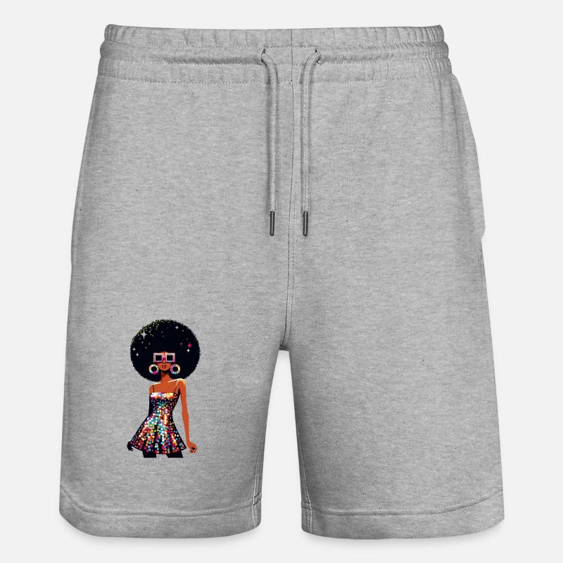 Disco Afro Glam Sequins Design - Short de jogging bio TRAINER Stanley/Stella unisexe - gris chiné