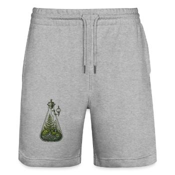 Botanical Beaker Terrarium Science Illustration - Stanley/Stella Trainer Unisex Organic Jogging Shorts - heather grey - Front - Nik (191cm) & Marisol (170cm)