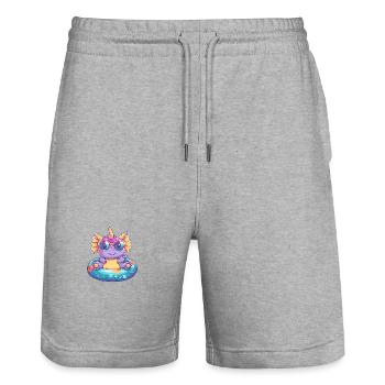 Dinosaurier triceratops Comic Cool - Stanley/Stella Unisex Bio Joggingshorts Trainer  - Grau meliert - Vorne - Nik (191cm) & Marisol (170cm)