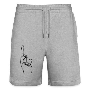 zeigefinger_1 - Short de jogging bio TRAINER Stanley/Stella unisexe - gris chiné - Devant - Nik (191cm) & Marisol (170cm)