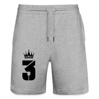 3 couronnes - Short de jogging bio TRAINER Stanley/Stella unisexe - gris chiné - Devant - Nik (191cm) & Marisol (170cm)