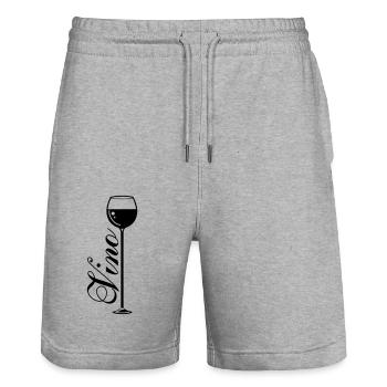 Verre de symbole de vin - Short de jogging bio TRAINER Stanley/Stella unisexe - gris chiné - Devant - Nik (191cm) & Marisol (170cm)