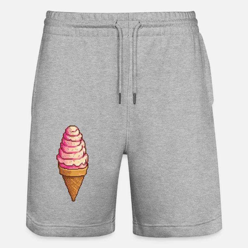 Tranche rétro : Pizza au pepperoni 8 bits - Short de jogging bio TRAINER Stanley/Stella unisexe - gris chiné