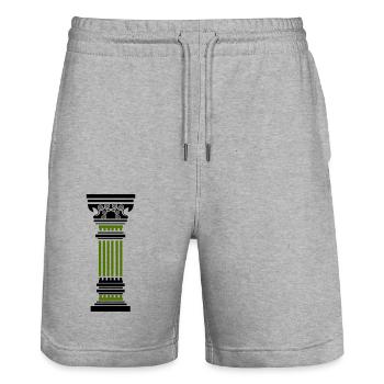 Ancient Column - Stanley/Stella Trainer Unisex Organic Jogging Shorts - heather grey - Front - Nik (191cm) & Marisol (170cm)