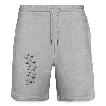 Yeux - Short de jogging bio TRAINER Stanley/Stella unisexe - gris chiné - Devant - Nik (191cm) & Marisol (170cm)