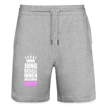 Hen Party Crew - Stanley/Stella Trainer Unisex Organic Jogging Shorts - heather grey - Front - Nik (191cm) & Marisol (170cm)