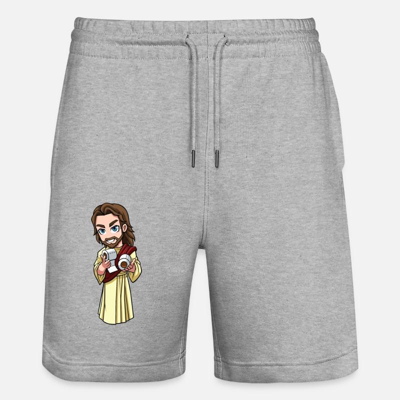 Papier toilette Jésus - Short de jogging bio TRAINER Stanley/Stella unisexe - gris chiné