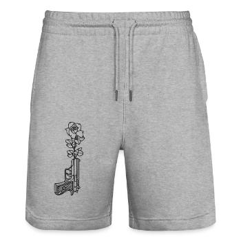 Pistole Blume - Stanley/Stella Unisex Bio Joggingshorts Trainer  - Grau meliert - Vorne - Nik (191cm) & Marisol (170cm)