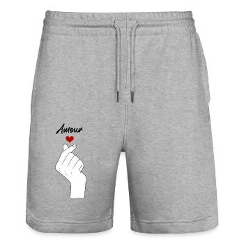 AMOR - Short de jogging bio TRAINER Stanley/Stella unisexe - gris chiné - Devant - Nik (191cm) & Marisol (170cm)