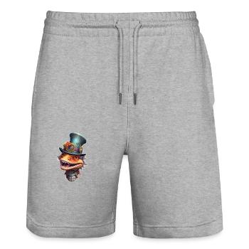 Lustige Baragame Steampunk Reptil Leguan - Stanley/Stella Unisex Bio Joggingshorts Trainer  - Grau meliert - Vorne - Nik (191cm) & Marisol (170cm)
