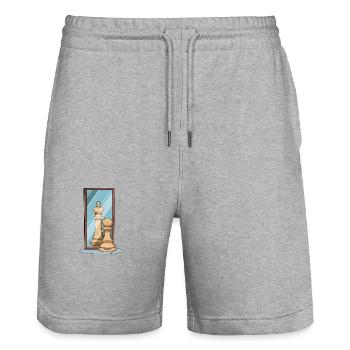 Schach Spiegel König Bauer Spiegelbild - Stanley/Stella Unisex Bio Joggingshorts Trainer  - Grau meliert - Vorne - Nik (191cm) & Marisol (170cm)