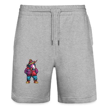 Einhorn Lustig Winter - Stanley/Stella Unisex Bio Joggingshorts Trainer  - Grau meliert - Vorne - Nik (191cm) & Marisol (170cm)