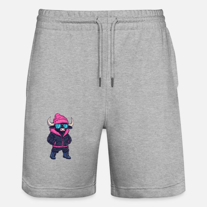 Stier Cool Comic - Stanley/Stella Unisex Bio Joggingshorts Trainer  - Grau meliert
