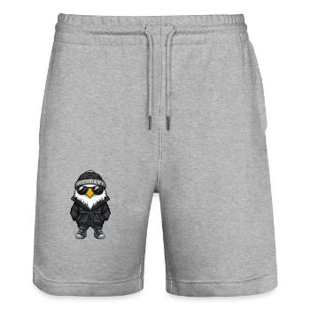 Eagle Cool Comic - Stanley/Stella Trainer Unisex Organic Jogging Shorts - heather grey - Front - Nik (191cm) & Marisol (170cm)