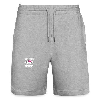 Pirate Kirstin Design for Girls and Women - Stanley/Stella Trainer Unisex Organic Jogging Shorts - heather grey - Front - Nik (191cm) & Marisol (170cm)