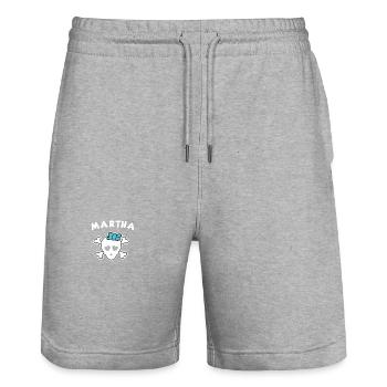 Piratin Martha Design für Mädchen und Frauen - Stanley/Stella Unisex Bio Joggingshorts Trainer  - Grau meliert - Vorne - Nik (191cm) & Marisol (170cm)