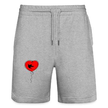 Kolibri Herz Liebe - Stanley/Stella Unisex Bio Joggingshorts Trainer  - Grau meliert - Vorne - Nik (191cm) & Marisol (170cm)
