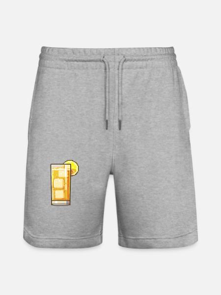 Red wine pixel wine glass - Stanley/Stella Trainer Unisex Organic Jogging Shorts - heather grey