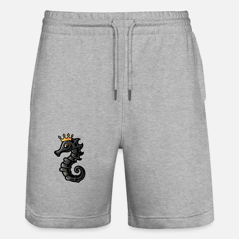 Seahorse Comic Crown - Stanley/Stella Trainer Unisex Organic Jogging Shorts - heather grey