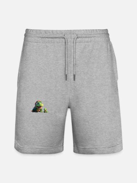 Zwei Dinofreunde süß - Stanley/Stella Unisex Bio Joggingshorts Trainer  - Grau meliert