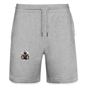 Musculation des muscles de l’ours grizzly - Short de jogging bio TRAINER Stanley/Stella unisexe - gris chiné - Devant - Nik (191cm) & Marisol (170cm)