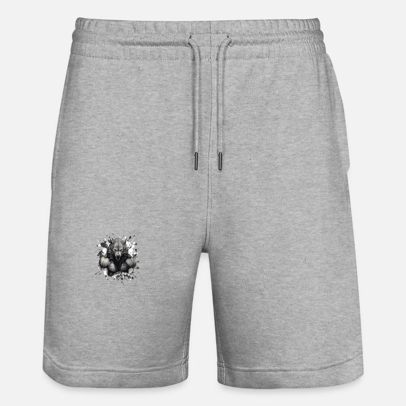 Bête de musculation Wolf Muscles - Short de jogging bio TRAINER Stanley/Stella unisexe - gris chiné