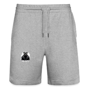 Cane Corso Dog Muscles Bodybuilding Beast - Stanley/Stella Trainer Unisex Organic Jogging Shorts - heather grey - Front - Nik (191cm) & Marisol (170cm)